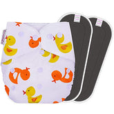 Reusable Baby Cloth Diaper with Adjustable Snap Buttons and Insert (1 Diaper & 2 Pcs Insert)